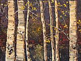 Maya Eventov Canvas Paintings - Birches at Twilight